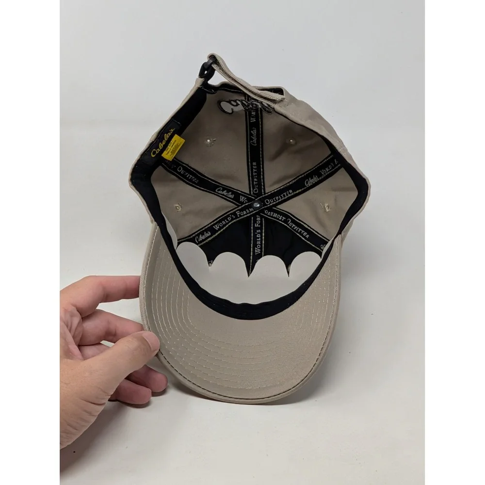 Cabelas Deer Nation Hat Mens Tan Adjustable Hunting Baseball Cap Logo Patch